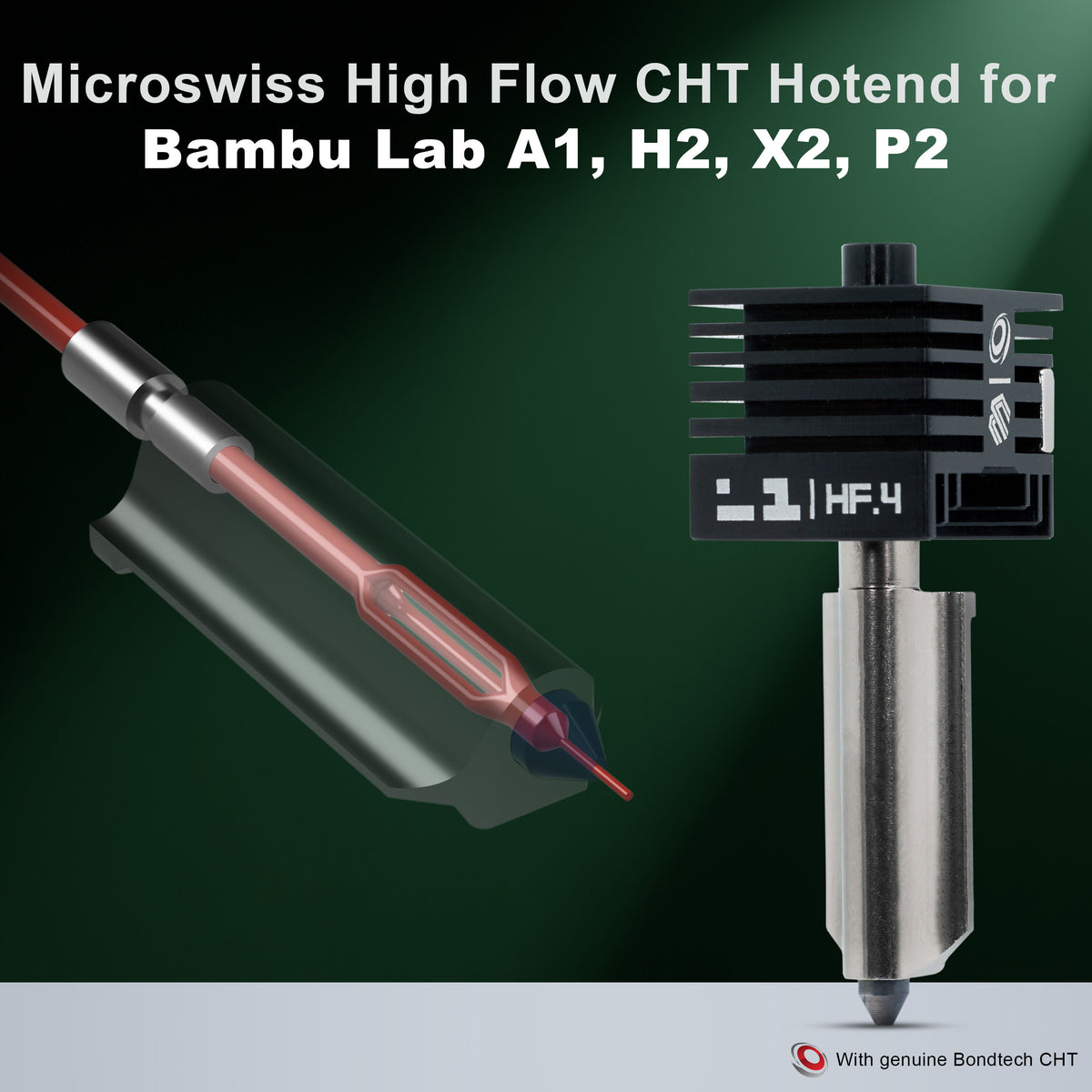 Microswiss CHT High Flow Hotend for Bambu Lab A1, H2, X2, P2